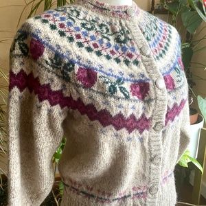 VTG 1990s Eddie Bauer Winter Wool Cardigan Cottage Core Cozy Sweater